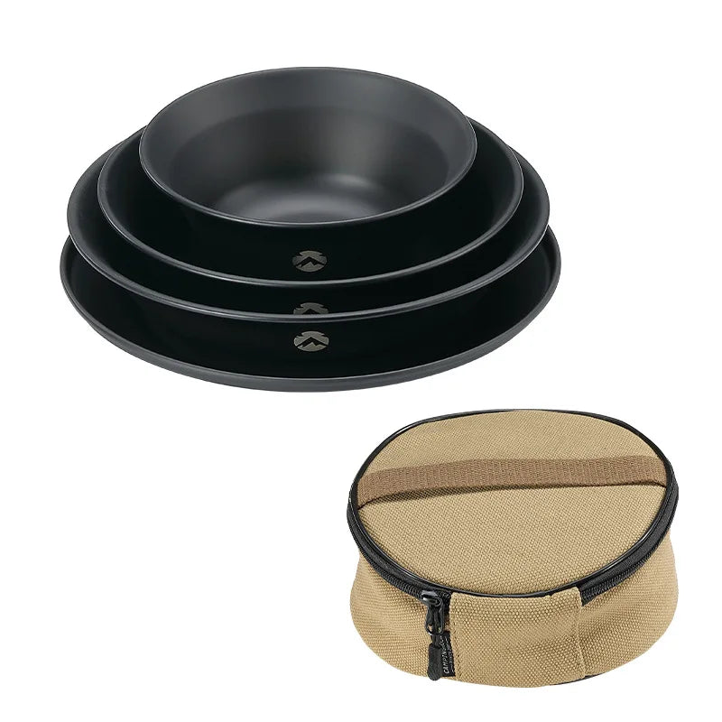 Surface en acier inoxydable noirci revêtue de titane, bol à soupe portable pour camping en plein air