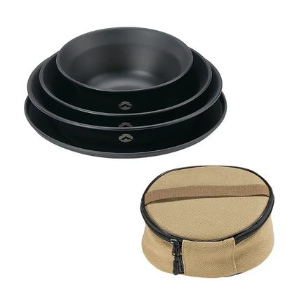 Surface en acier inoxydable noirci revêtue de titane, bol à soupe portable pour camping en plein air