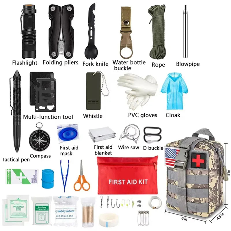 Trousse de premiers secours de survie, ensemble complet de survie, équipement de plein air Molle, Kits d'urgence, sac de traumatologie, Camping randonnée, sac d'aventures IFAK