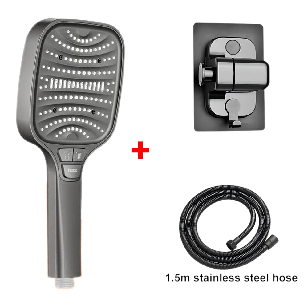 Pommeau de douche Turbo pressurisé, 8 Modes, grand panneau de 12cm, pomme de douche à économie d'eau, antidéflagrant, filtre ABS épais