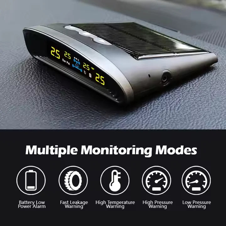 Système de surveillance TPMS de la pression des pneus de voiture SPY, horloge numérique solaire, affichage LCD, système d'alarme de sécurité de la température de la pression des pneus de voiture