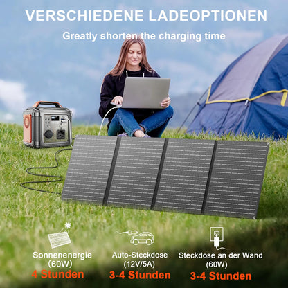 Centrale électrique portable SBAOH 296Wh/300W, prise de courant 110V à onde sinusoïdale pure! Panneau solaire 60 W inclus, sauvegarde camping/coupe d'énergie