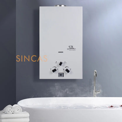 Chauffe-eau Instantané Sans Réservoir au Gaz Propane, Kit de Pommeau de Douche, Camping en Plein Air, 7 L, 8 L, 10 L, 12L