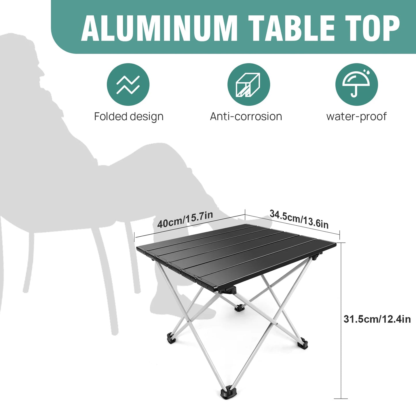 Table de camping pliante, table de camping à plateau en rouleau petite table pliante table de camping en aluminium ultralégère pour pique-nique barbecue randonnée pêche