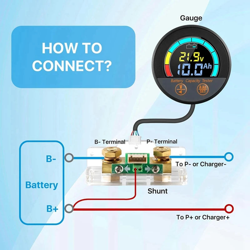 ABSU – testeur de batterie étanche IP67, 10-100V, avec Shunt 100A, moniteur de capacité d'économie d'énergie V/A/Soc/Ah pour Lithium, Lifepo4