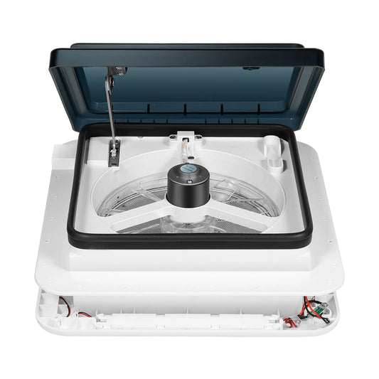 280x280mm RV ventilateur de toit lucarne caravane Ventilation ventilateur d'échappement fenêtre IP68 avec lumière LED et filet anti-insectes pour camping-car camping-car