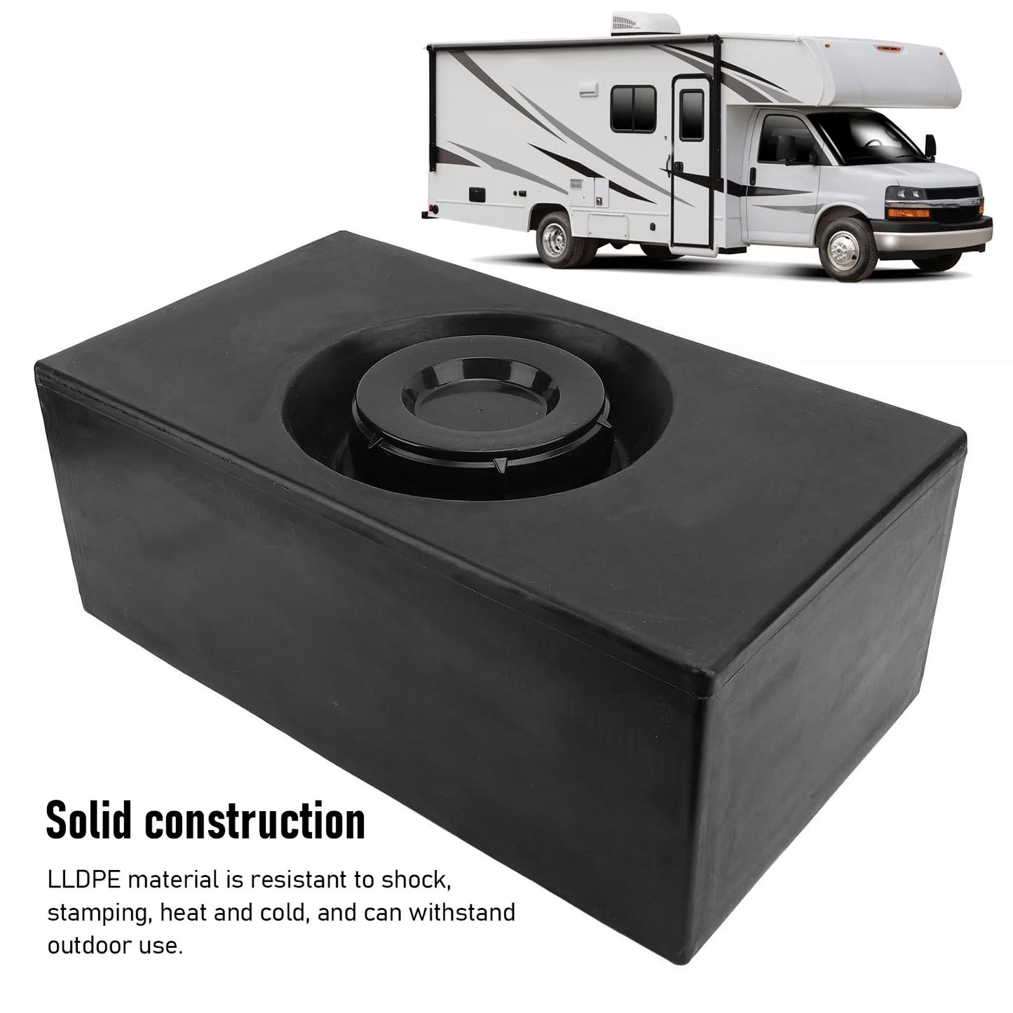 Réservoir de stockage d'eau pour camping-car, 8 gallons, PE de qualité alimentaire, réservoir de maintien d'eau douce LLDPE pour remorque, camping-car, bateau, Yacht, noir