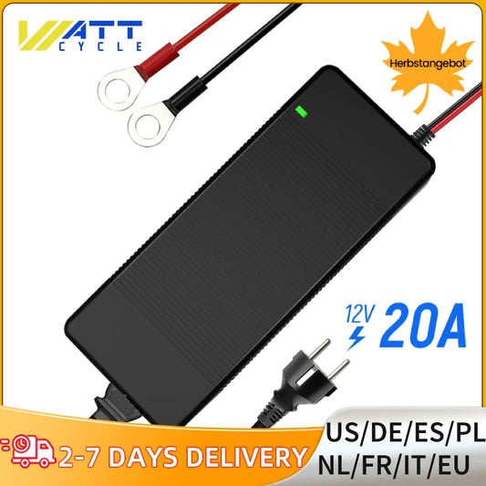 Wattcycle 14.6V 20A chargeur de batterie intelligent LiFePO4 110-220V 4S 12V chargeur haute puissance pour batterie au Lithium fer Phosphate