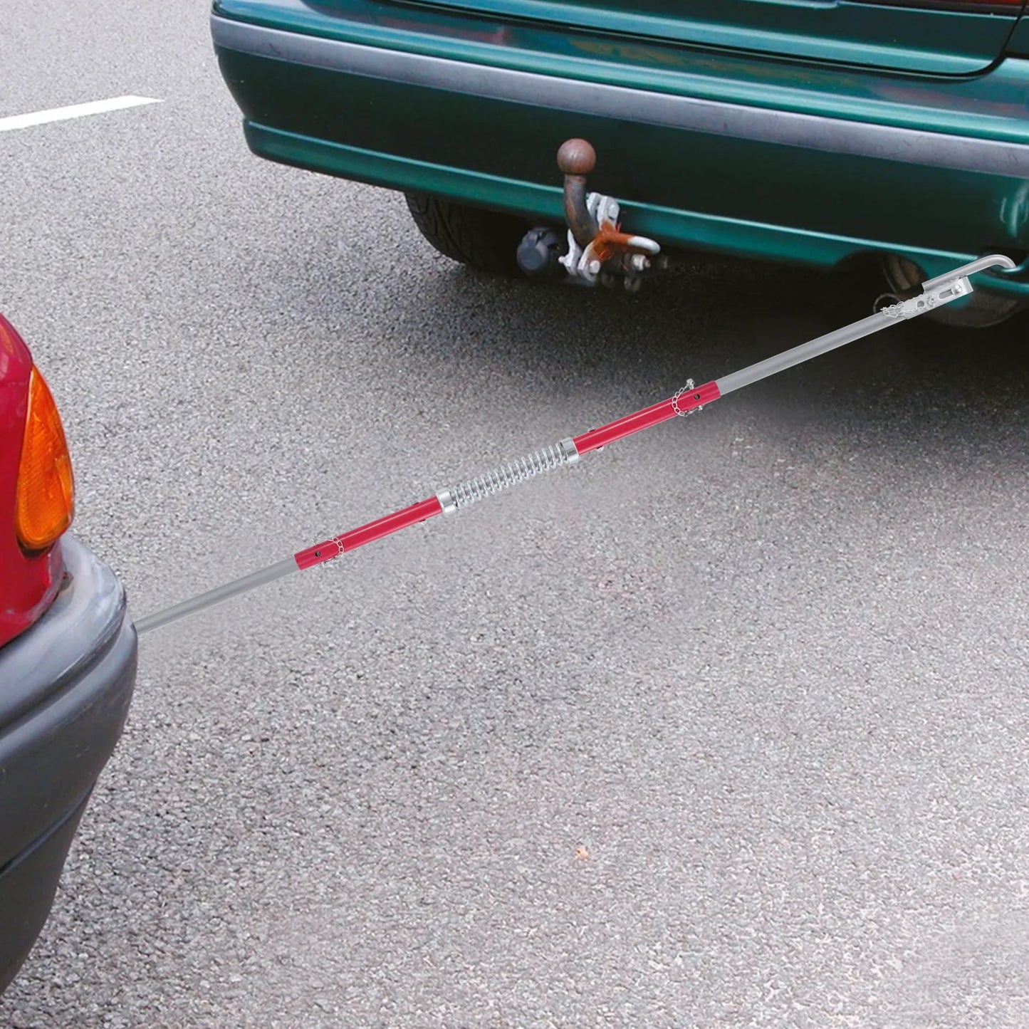 Barre de remorquage de voiture de 3 tonnes avec collier à ressort, coupleur de remorquage rigide Anti-arrière de 1.8m, tampon bidirectionnel, poteaux de remorquage de remorque en acier