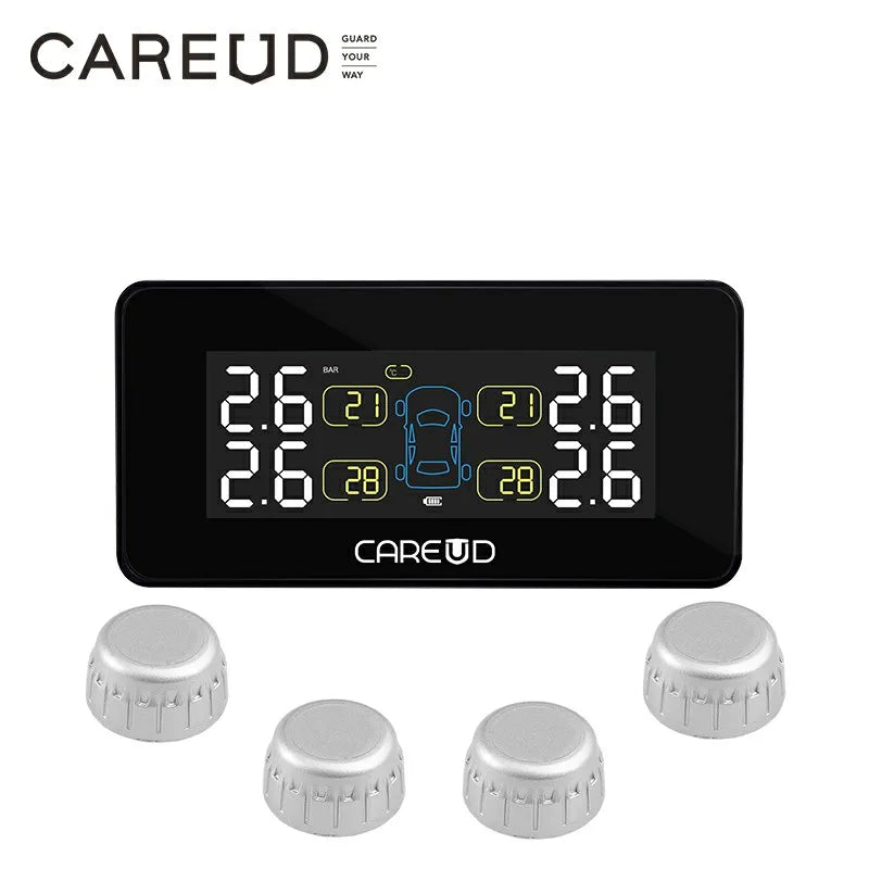 CAREUD-Système de surveillance de la pression de l'opathie sans fil pour voiture solaire, 4 capteurs internes et externes, écran LCD, données de mesure précises