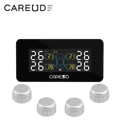 CAREUD-Système de surveillance de la pression de l'opathie sans fil pour voiture solaire, 4 capteurs internes et externes, écran LCD, données de mesure précises