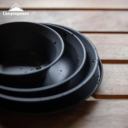 Surface en acier inoxydable noirci revêtue de titane, bol à soupe portable pour camping en plein air