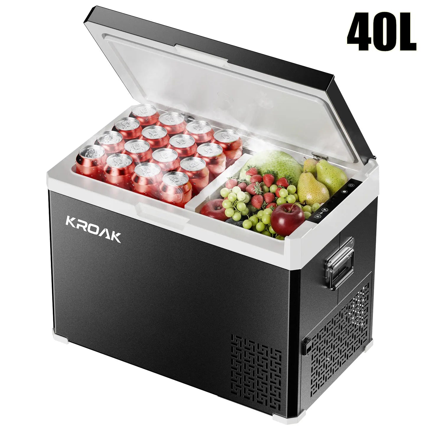 KROAK 30L 40L réfrigérateur de voiture 12V 24V DC congélateur Portable avec adaptateur AC110-240V compresseur de boîte fraîche double Zone pour le Camping