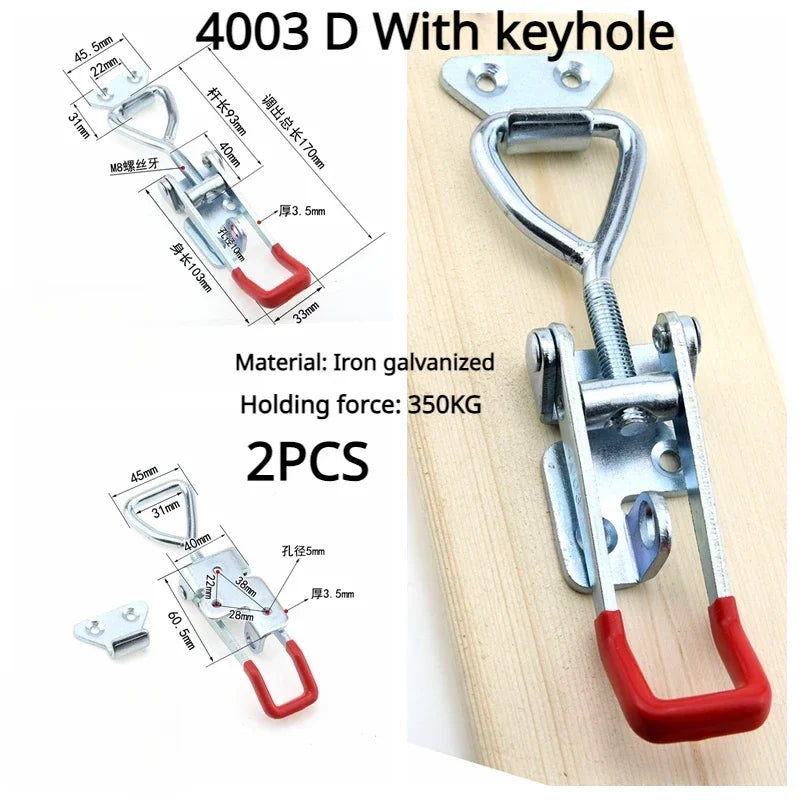 Fixations boîte à outils réglable, boîte à outils, loquet à bascule en métal, fermoir à dégagement rapide, pince antidérapante, outils de serrage à bascule Push Pull 2 pièces