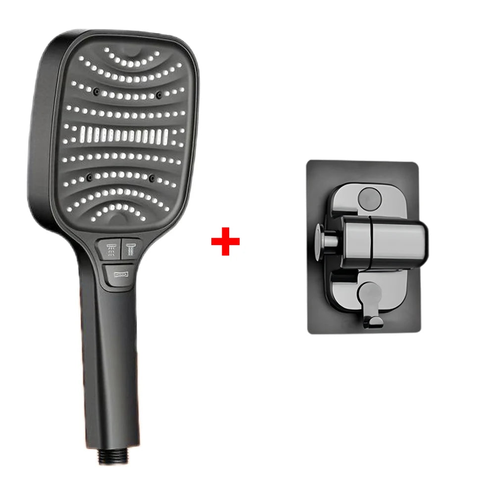 Pommeau de douche Turbo pressurisé, 8 Modes, grand panneau de 12cm, pomme de douche à économie d'eau, antidéflagrant, filtre ABS épais