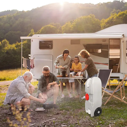 Réservoir d'eau portable pour camping-car 40 L avec roulettes, vidange et remplissage rapides, poignée pliante, pour camping, remorque, caravane – Livraison rapide locale