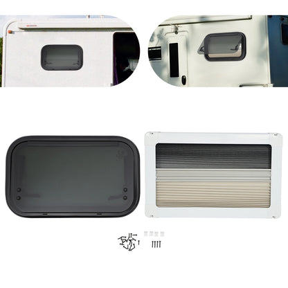 Fenêtre push-out RV en alliage d'aluminium verre trempé 85 °   Ouverture 18% Transmission de lumière avec pare-soleil pour camping-car caravanes
