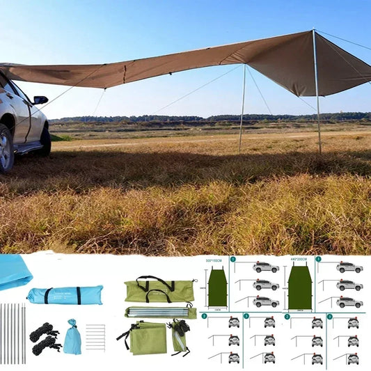 Abri de voiture Portable, pare-soleil latéral de Camping, tente de toit de voiture, pare-soleil Anti-UV, auvent imperméable, auvent de pluie pour Suv Jeep