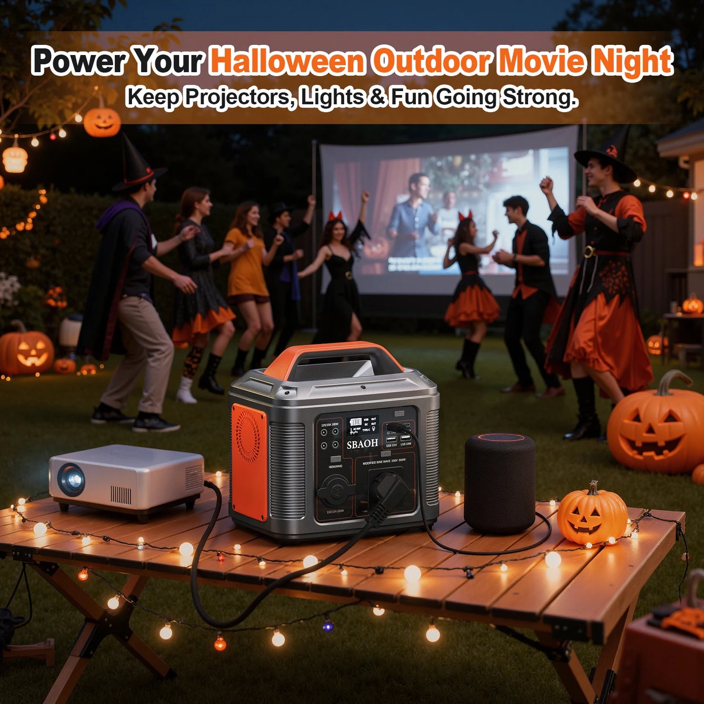 Centrale électrique portable SBAOH 296Wh/300W, prise de courant 110V à onde sinusoïdale pure! Panneau solaire 60 W inclus, sauvegarde camping/coupe d'énergie