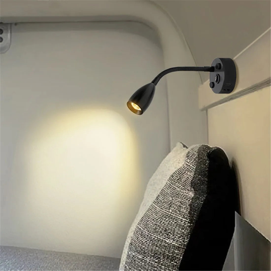 Lampe de lecture à col de cygne 12V pour camping-car, avec chargeur rapide USB Type C, lumière Flexible de 24 volts pour bateau, camping-car, Van, remorque, lumières intérieures