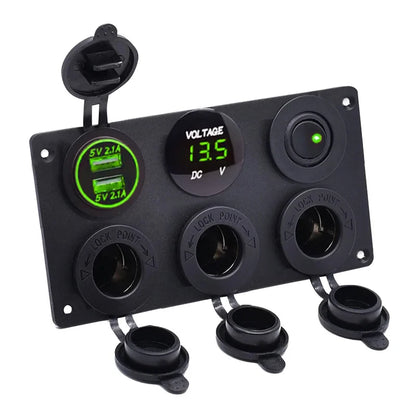 Allume-cigare multi-panneau 12V, prise de courant, prise de chargeur USB 4,2a, voltmètre, panneau de commutation pour camion, camping-car, Marine