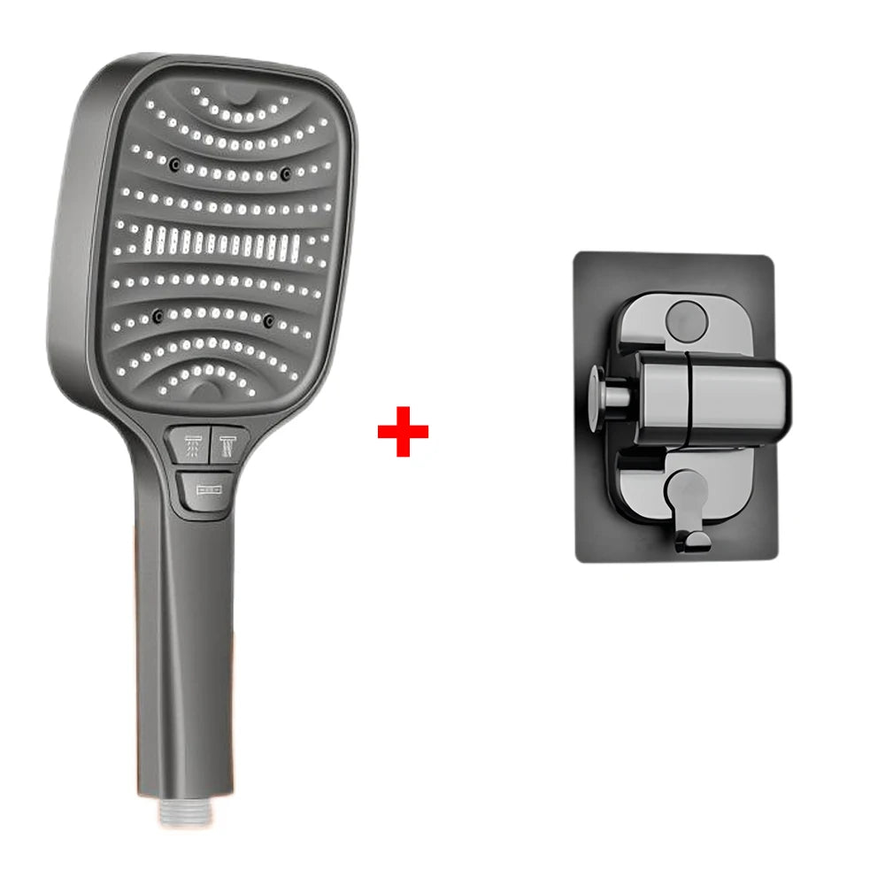 Pommeau de douche Turbo pressurisé, 8 Modes, grand panneau de 12cm, pomme de douche à économie d'eau, antidéflagrant, filtre ABS épais