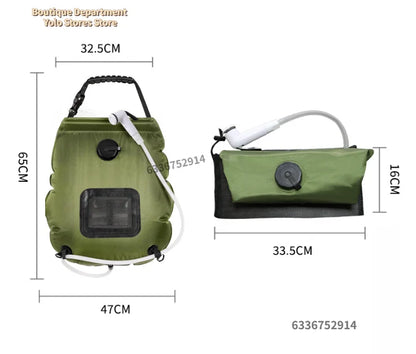 Sac de douche solaire 20L chauffage solaire extérieur Premium Camping sac de douche température de l'eau chaude 45 ° C avec pomme de douche à tuyau amovible