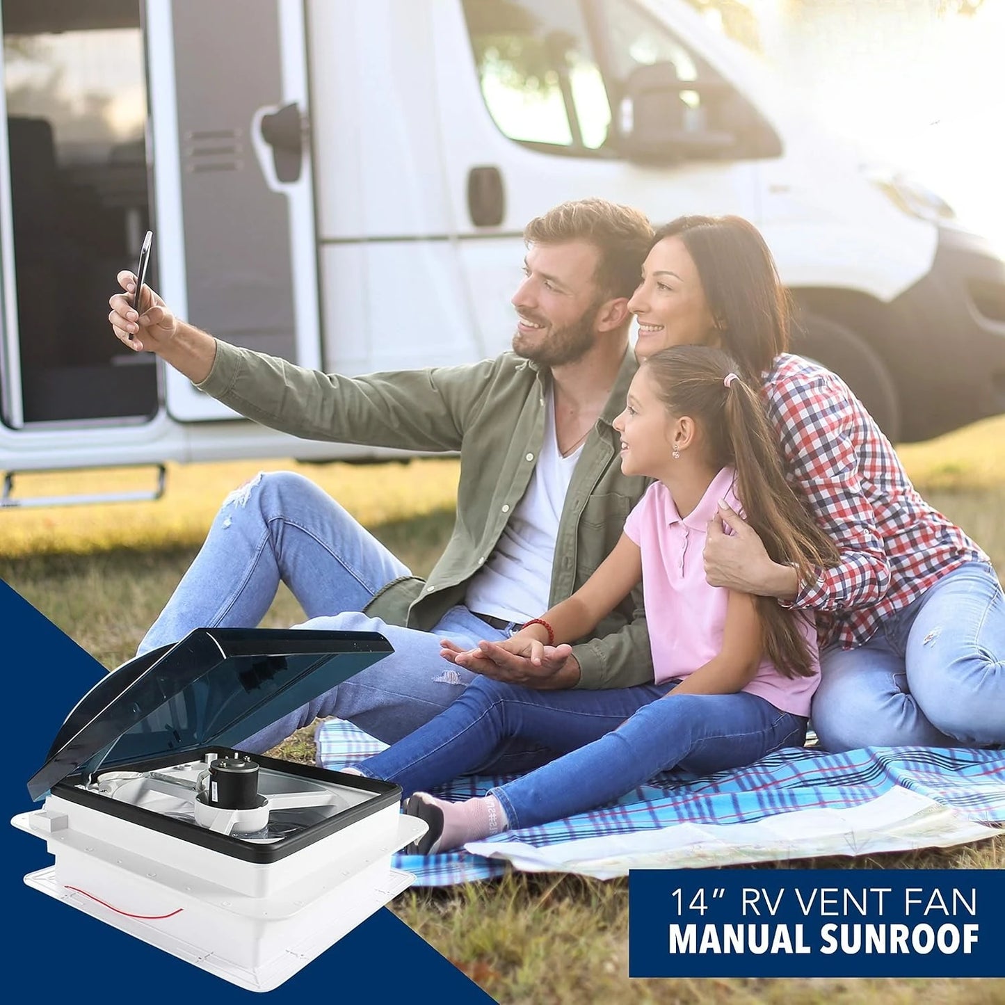 Ventilateur de ventilation pour camping-car avec lumière LED, ventilateur de toit pour camping-car, 3/6 vitesses réversibles, évent de salle de bain 12V/24V pour remorque, camping-car, Van