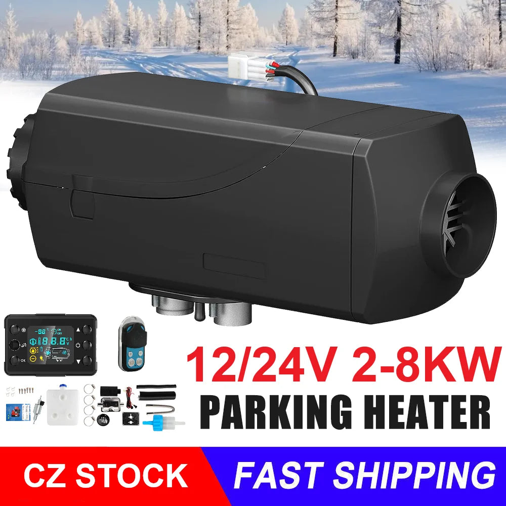 Chauffage à air diesel portable avec moniteur numérique, chauffage de stationnement, économie de carburant et efficace, camions, bateau, camionnette, voiture, 12V, 5KW, 5000W, 24V