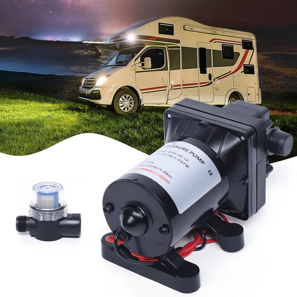Pompe à membrane 12V, pompe à eau auto-amorçante DC, pompe à pression pour jardin et camping-car