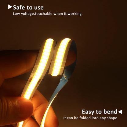 Bande LED COB DC12V 24V, Super brillante, Double rangée, 616/624 LED s/m, Flexible, variable, éclairage à bande RA90, 3000K 4000K 6500K