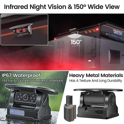 GreenYi 5G WiFi HD caméra solaire de voiture 100M Base magnétique sans fil AI alarme d'angle mort secours pour Bus Van camion RV vue avant arrière