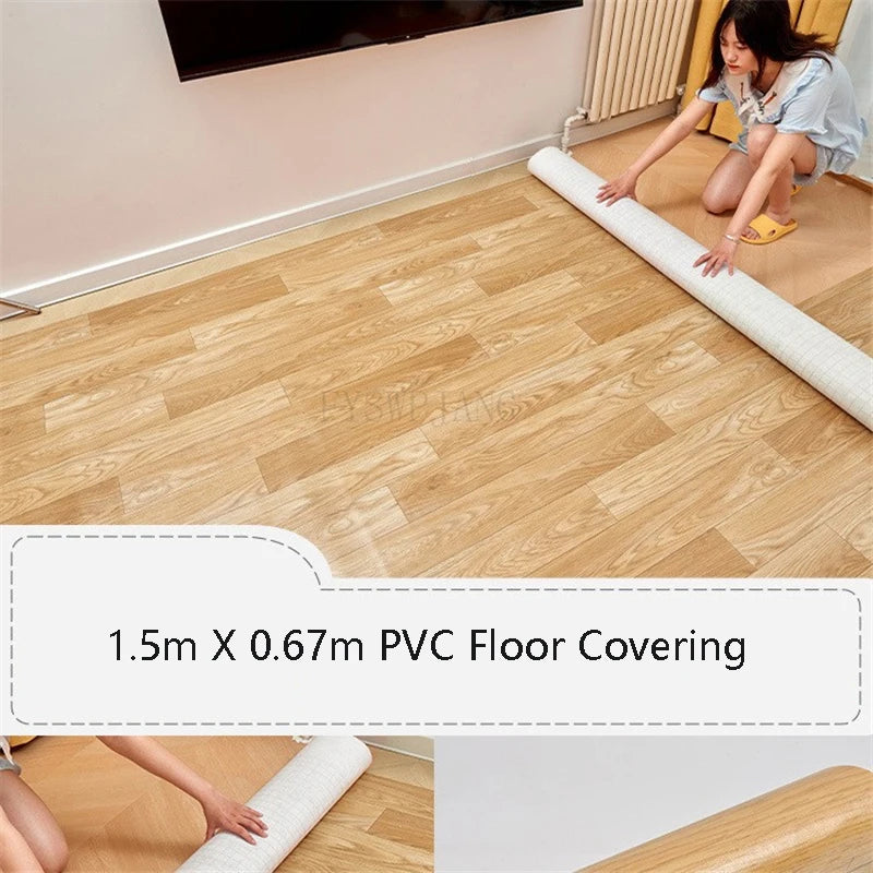 Sol en PVC de 1,5 m x 0,67 m Sol en ciment en cuir directement pavé Sol en plastique domestique épais résistant à l'usure avec tapis de sol auto-adhésif