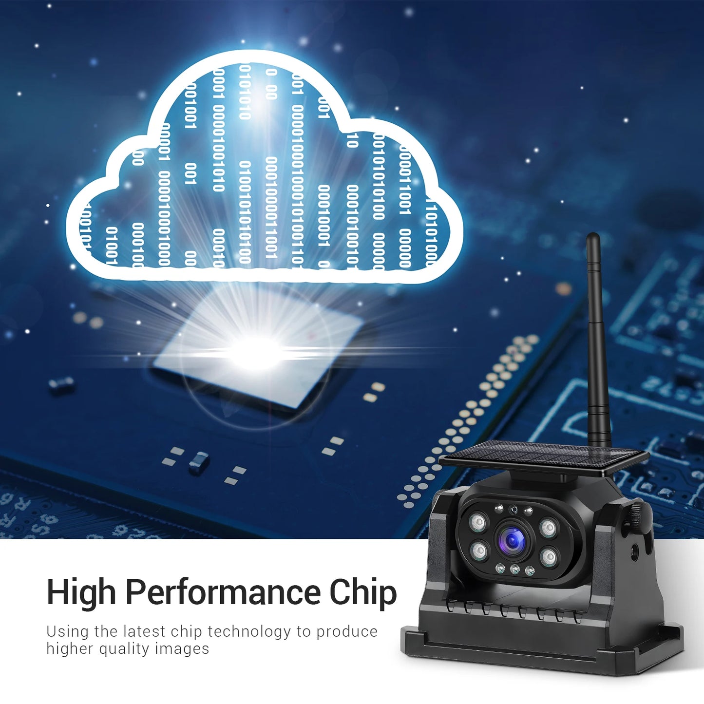 Podofo caméra de recul de voiture WiFi sans fil bande solaire batterie 1080P Vision nocturne infrarouge caméra de sauvegarde magnétique pour universel