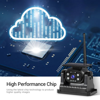 Podofo caméra de recul de voiture WiFi sans fil bande solaire batterie 1080P Vision nocturne infrarouge caméra de sauvegarde magnétique pour universel