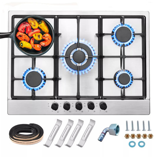 Topstrong 5 brûleurs en acier inoxydable intégré gaz naturel Propane NG/GLP cuisinière à gaz YYEUGCT-S05