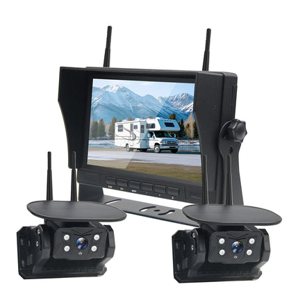 Caméra de recul magnétique sans fil pour remorque, HD 1080P, caméra solaire, longue durée de vie de la batterie, moniteur statique de 7 pouces