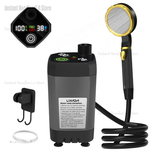 Pompe de douche de Camping, Kit de douche extérieure pour camping-car, douche de camping avec écran complet, affichage numérique Intelligent, Kit de douche réglable 6000mAh