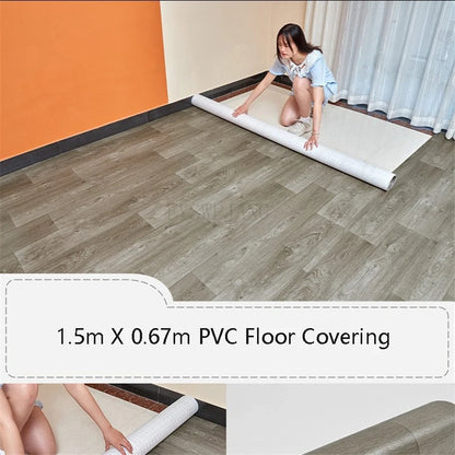 Sol en PVC de 1,5 m x 0,67 m Sol en ciment en cuir directement pavé Sol en plastique domestique épais résistant à l'usure avec tapis de sol auto-adhésif