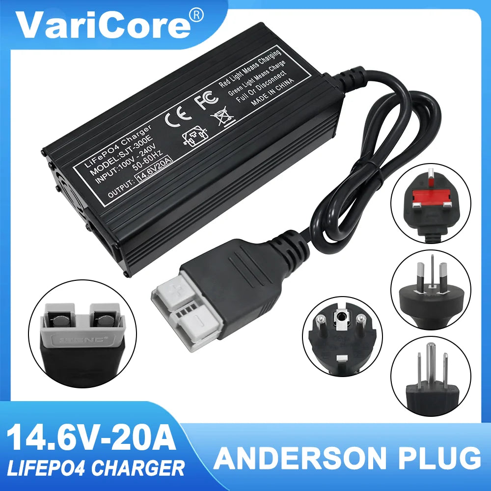 VariCore 14.6V 20A chargeur de batterie intelligent Lifepo4 110-220V 4S 12V chargeur haute puissance pour batterie au Lithium fer Phosphate