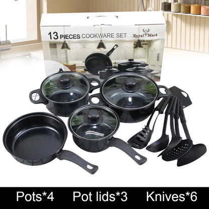 Batterie de cuisine antiadhésive de 12 pièces, poêle à frire avec couvercle, ensemble de casseroles empilables pour tous les Types de cuiseurs