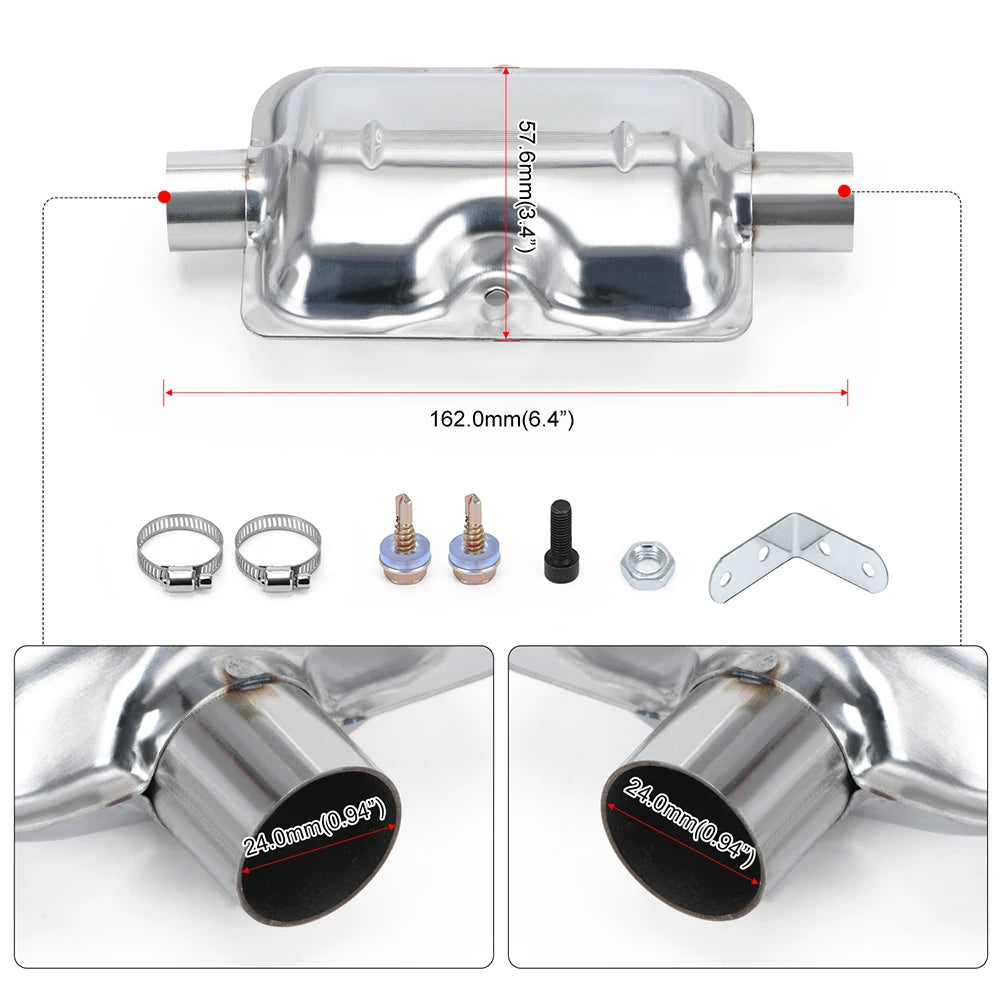24mm silencieux silencieux support de serrage amélioré voiture Air Diesel chauffage de stationnement tuyau d'échappement en fer inoxydable pour chauffage Diesel