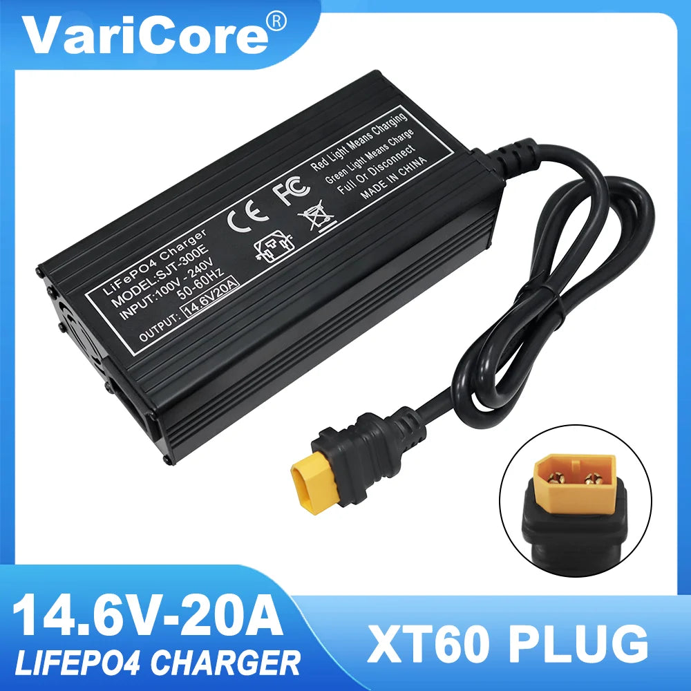 VariCore 14.6V 20A chargeur de batterie intelligent Lifepo4 110-220V 4S 12V chargeur haute puissance pour batterie au Lithium fer Phosphate