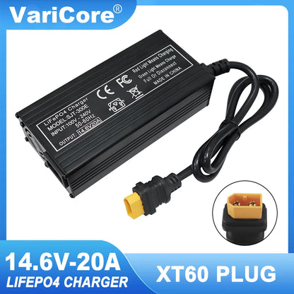 VariCore 14.6V 20A chargeur de batterie intelligent Lifepo4 110-220V 4S 12V chargeur haute puissance pour batterie au Lithium fer Phosphate