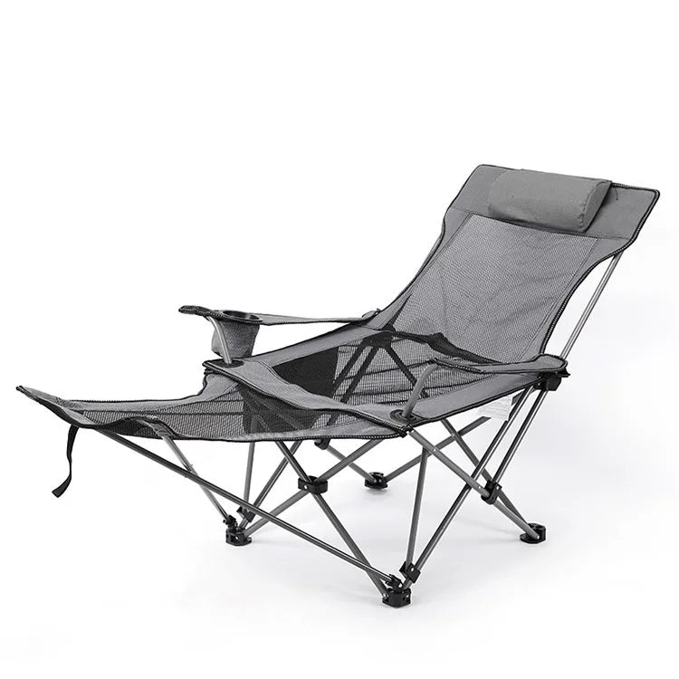 Chaise longue de Camping, chaise de Camping inclinable Portable, chaise de Camping pliante avec repose-pieds, appui-tête et sac de rangement