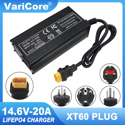 VariCore 14.6V 20A chargeur de batterie intelligent Lifepo4 110-220V 4S 12V chargeur haute puissance pour batterie au Lithium fer Phosphate