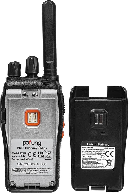 Pofung PT88E talkie-walkie PMR446 Radio bidirectionnelle 16 canaux talkie-walkie longue portée avec chargeur 6 voies écouteurs VOX