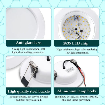 LED Downlight 5W 9W 12W 15W 18W corps blanc rond LED plafonnier DC 12V 24V AC 110V 220V chambre cuisine éclairage LED intérieur