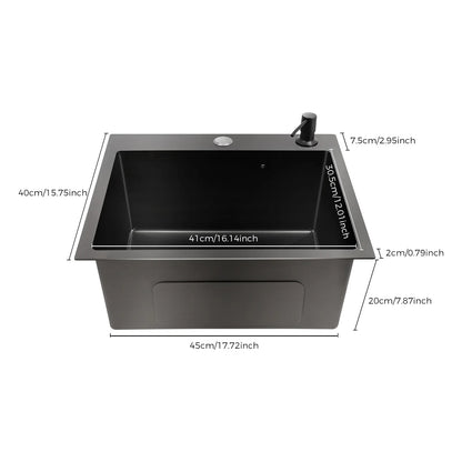 Évier en acier inoxydable noir 45x40 cm pour cuisine évier Commercial évier intégré évier en acier inoxydable avec distributeur de savon
