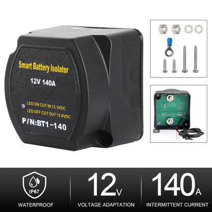 Double isolateur de batterie intelligent 12V 140a, relais de Protection sensible à la tension, Charge divisée VSR pour voiture RV bateau Marine Turck